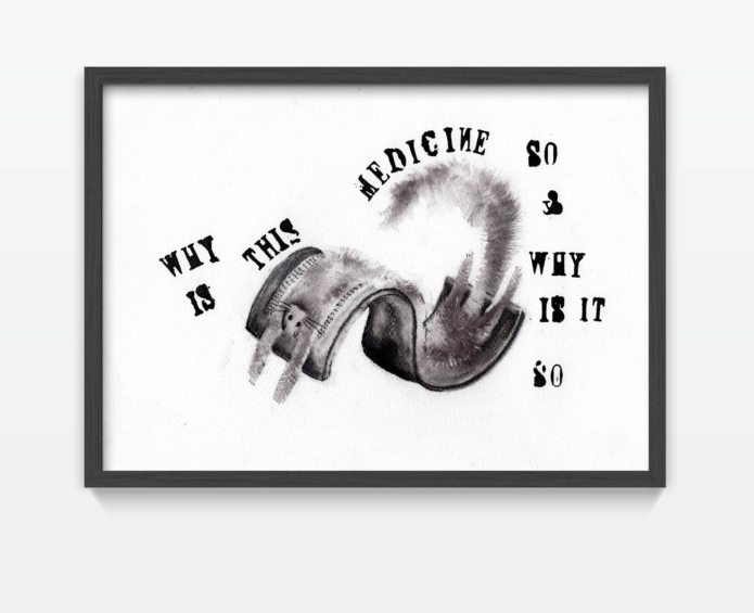 Jamal aziz cat listening to ruby 2020 21x30cm